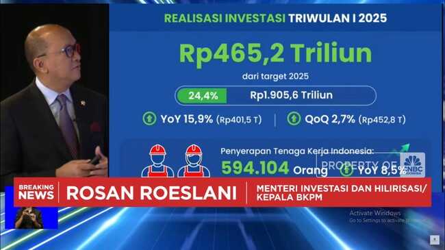 Indonesia's Q1 2025 Investment Realisation Reaches Rp 465.2 Trillion