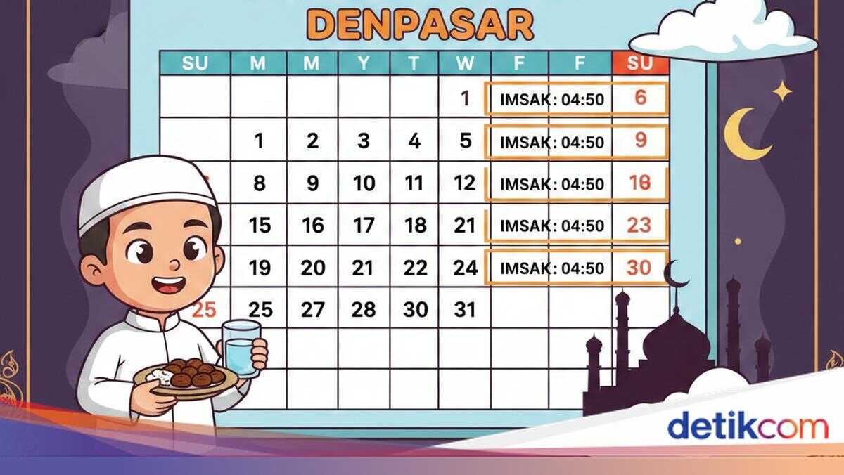 Imsak Schedule for Denpasar and Surrounding Areas Today, 25 February / 7 Ramadan