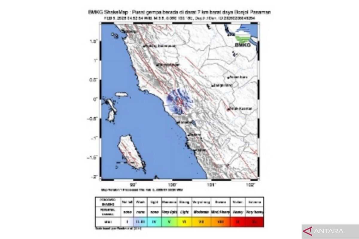 5.0 Magnitude Earthquake Shakes West Pasaman, No Tsunami Potential