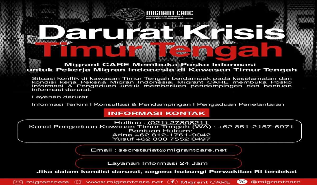Migrant CARE Opens Emergency Desk to Protect Indonesian Workers in Middle East