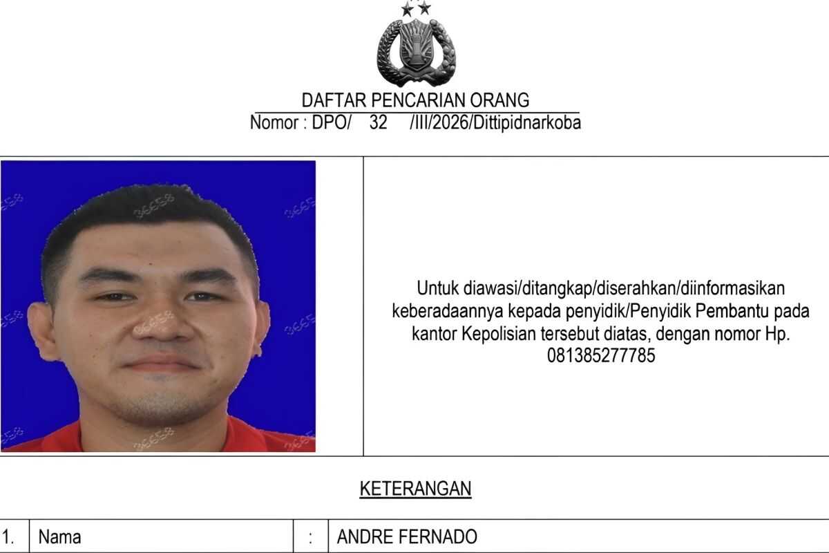 National Police Pursue Ko Andre alias "The Doctor", Alleged Drug Supplier to Koko Erwin