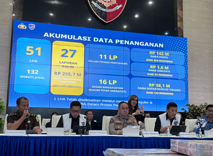 Bareskrim Polri hands over Rp58 billion in online gambling assets to the state treasury