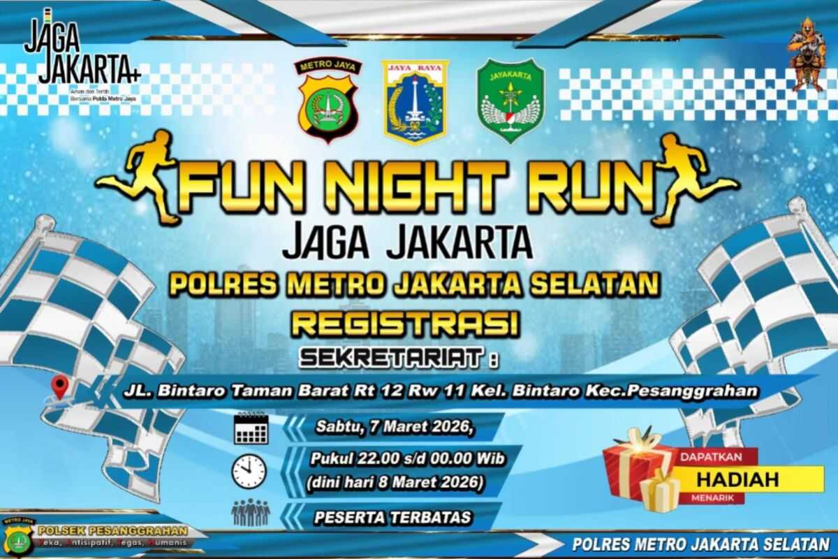 Free Night Run in Pesanggrahan: South Jakarta Police Target 200 Participants