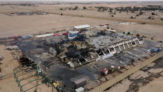 Aerial View of U.S. Oil Storage Facility in Iraq Burnt by Drone Strike