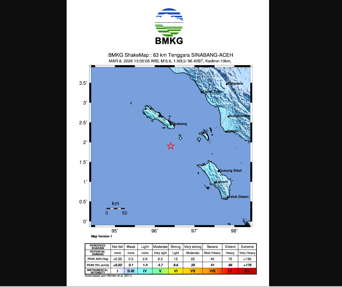 Tectonic earthquake in Aceh poses no tsunami threat