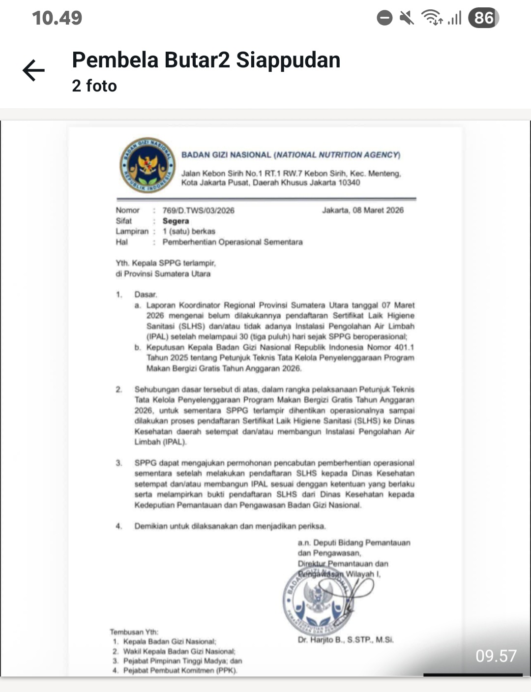 Six Nutrition Service Units in North Tapanuli Temporarily Suspended for Failing Sanitation Standards