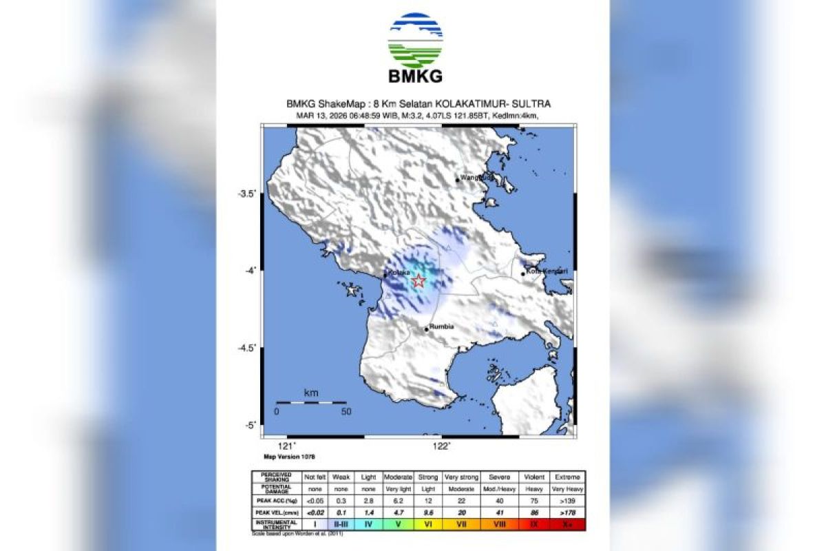 Southeast Sulawesi struck by five earthquakes from active fault