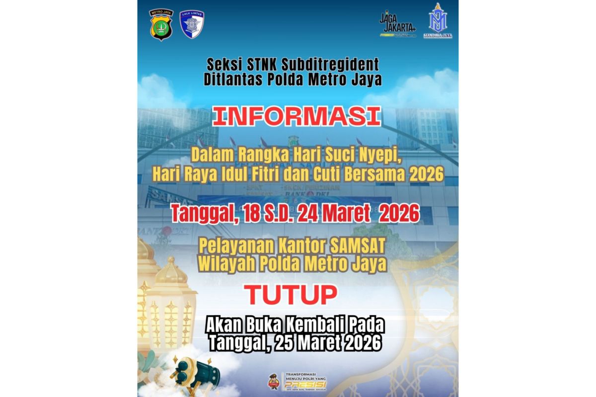 Metro Jaya Police Close Mobile Administrative Services During Nyepi, Eid al-Fitr Holiday Period
