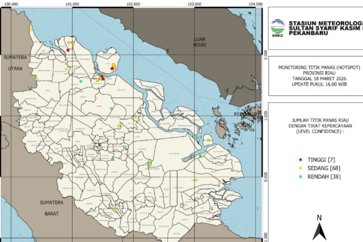 BMKG Detects 113 Hotspots in Riau Province