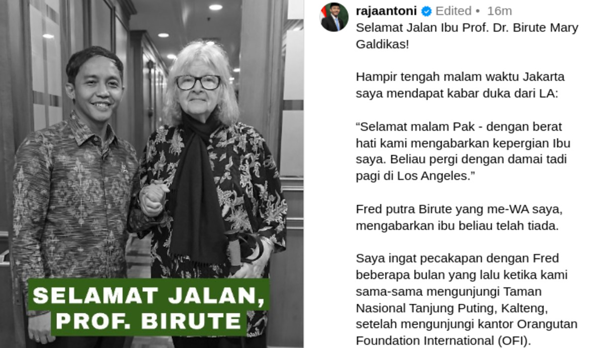 Orangutan Conservationist Figure, Prof Birute Mary Galdikas, Passes Away in the US