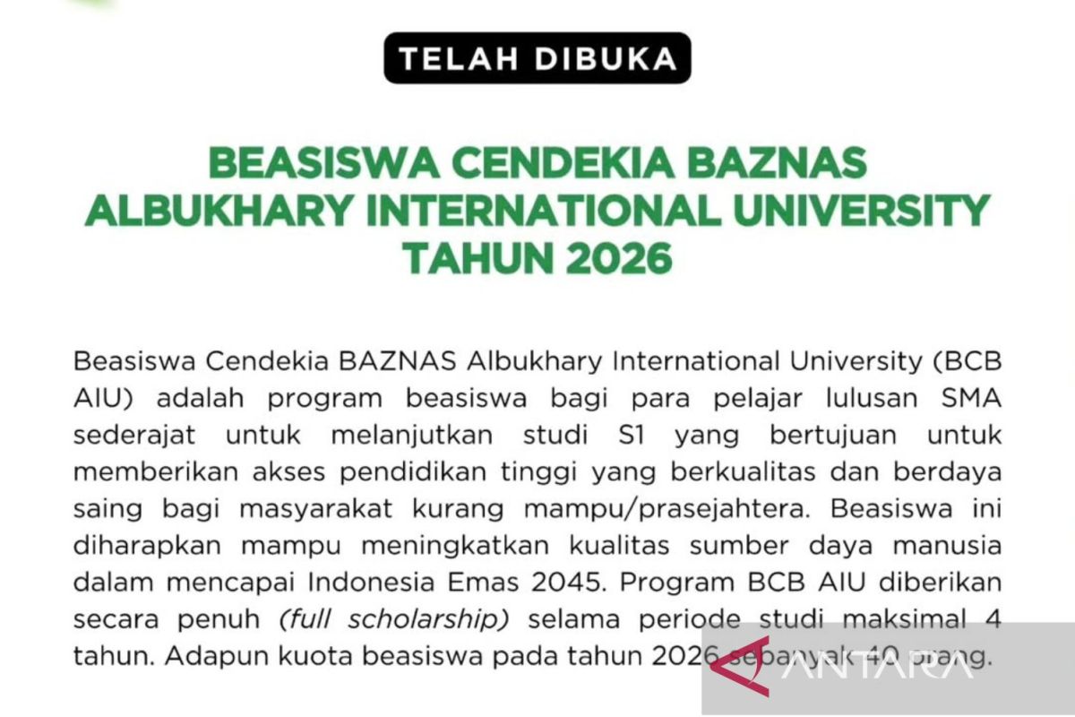 Baznas Opens Registration for S1 Scholarships at AIU Malaysia Until 30 April