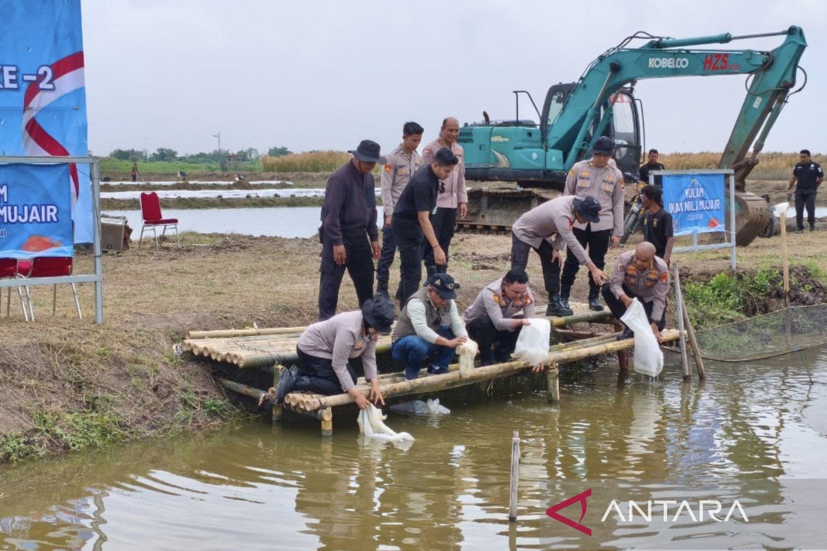 Metro Police Release Fish Seedlings in Bekasi to Support Food Security Programme