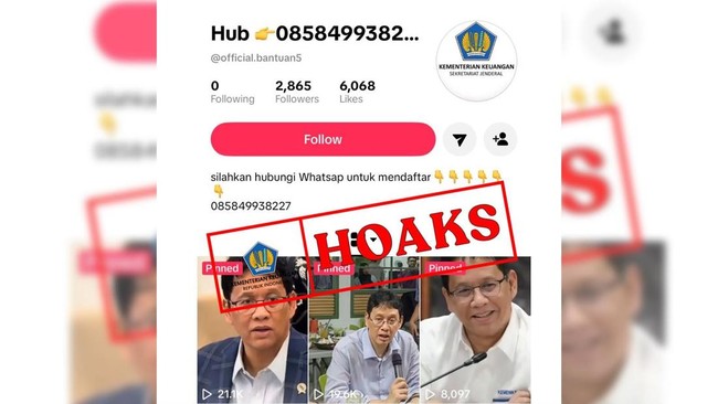 Spreading Deep Fakes and Hoaxes, Ministry of Finance Warns This TikTok Account is Fake!