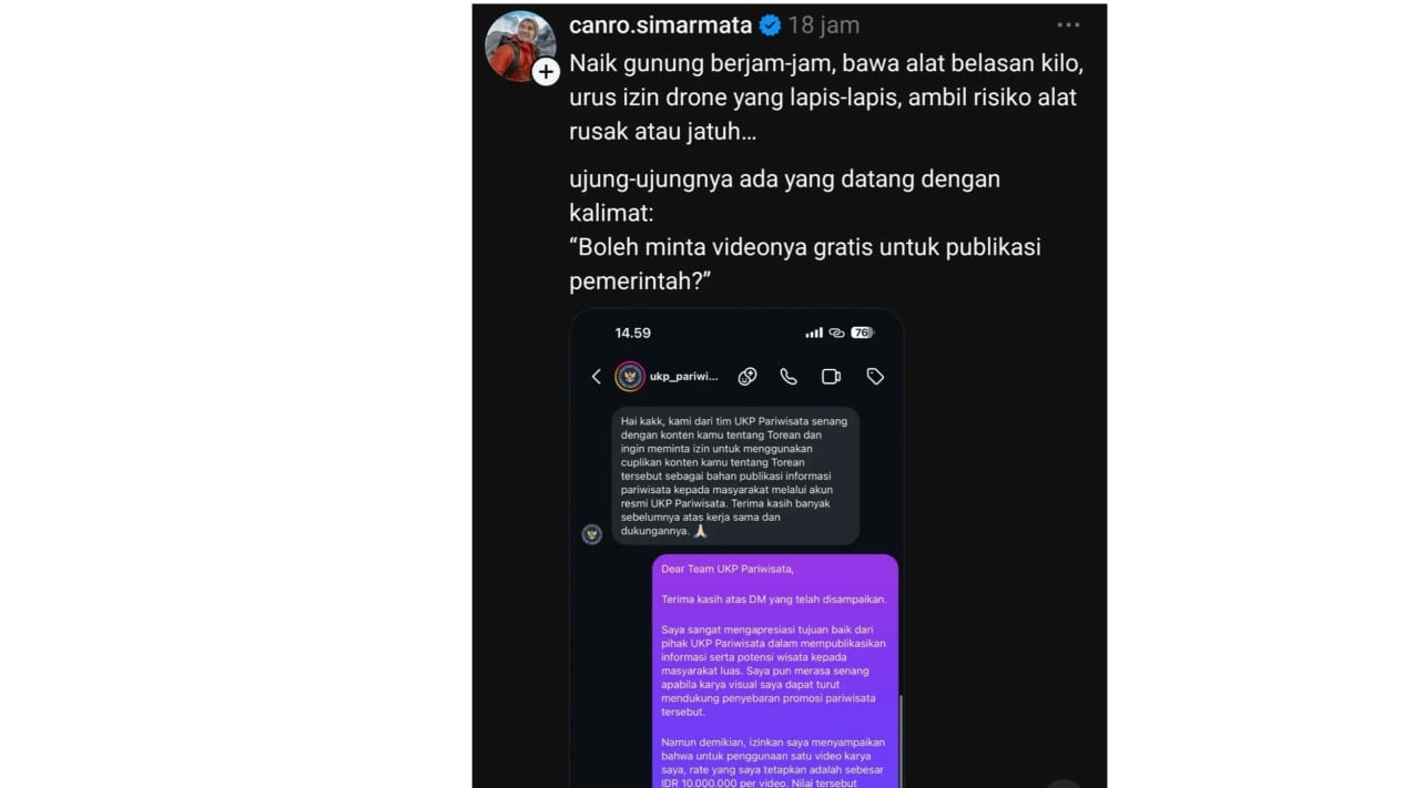 Viral! UKP Tourism Team DM Requests Permission to Use Video, Creator's Firm Response Draws Attention