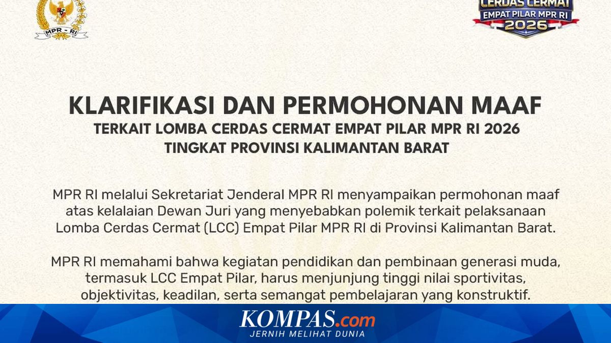 Full Statement! MPR RI's Apology Regarding the Quiz Competition in West Kalimantan