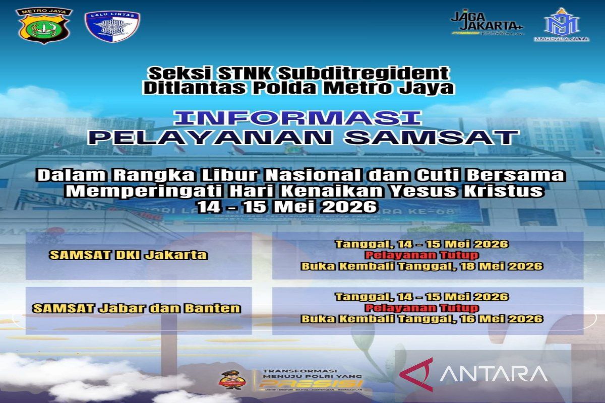 National Holidays: Samsat Services of Metro Jaya Police Closed