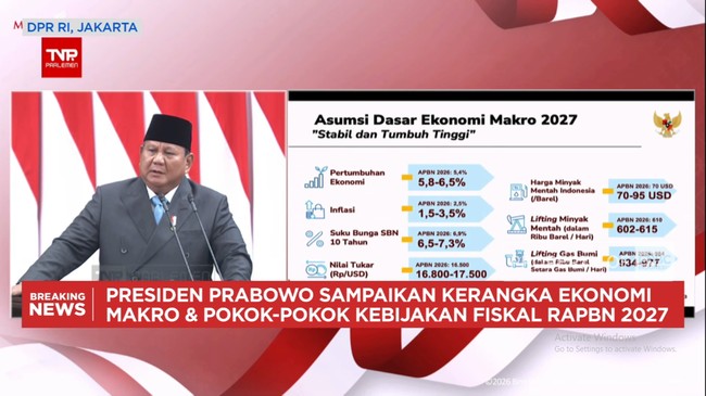 Video: Prabowo Outlines KEM-PPKF RAPBN 2027, Economy Target Set at 6.5%