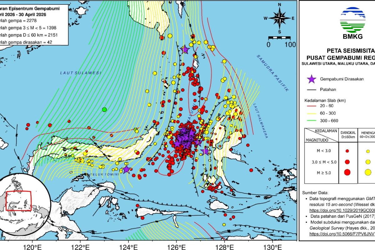 Magnitude 5.9 earthquake in Manado triggered by activity of the Maluku Sea Plate