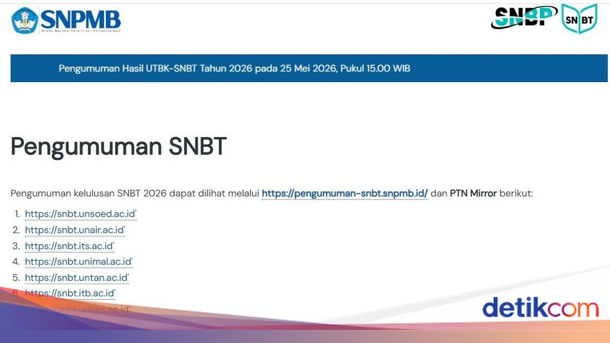 Check SNBT 2026 Results on pengumuman-snbt.snpmb.id and 45 Mirror Links