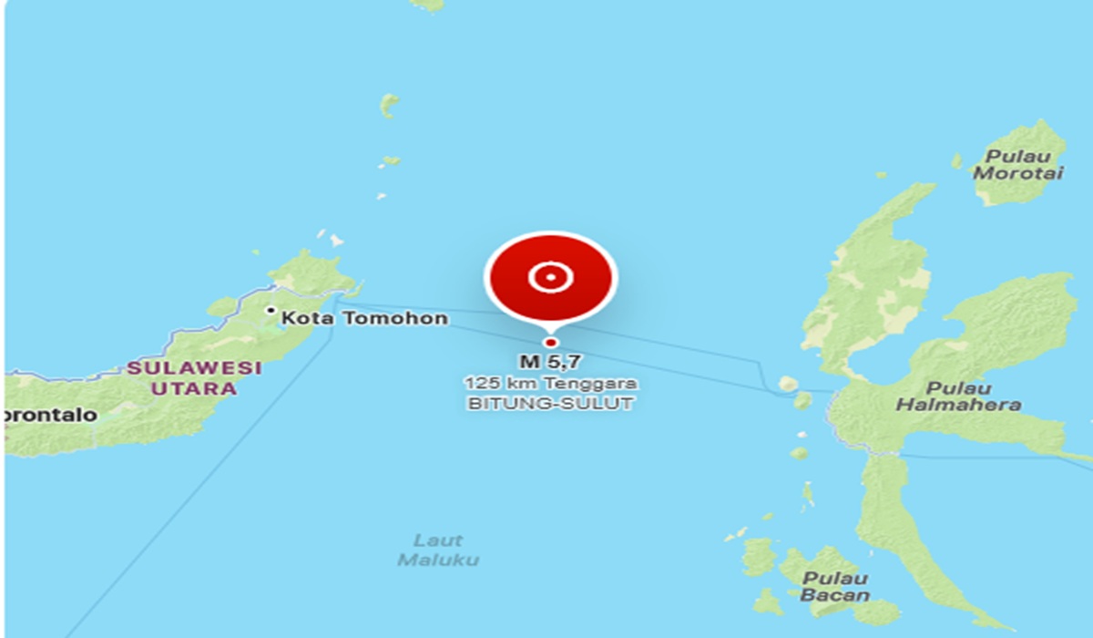 Magnitude 5. earthquake strikes 125km southeast of Bitung, North Sulawesi; no tsunami threat