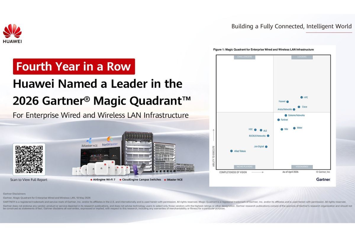 Huawei Named Leader in Gartner’s 2026 Magic Quadrant for Enterprise Wired and Wireless LAN Infrastructure for Fourth Consecutive Year