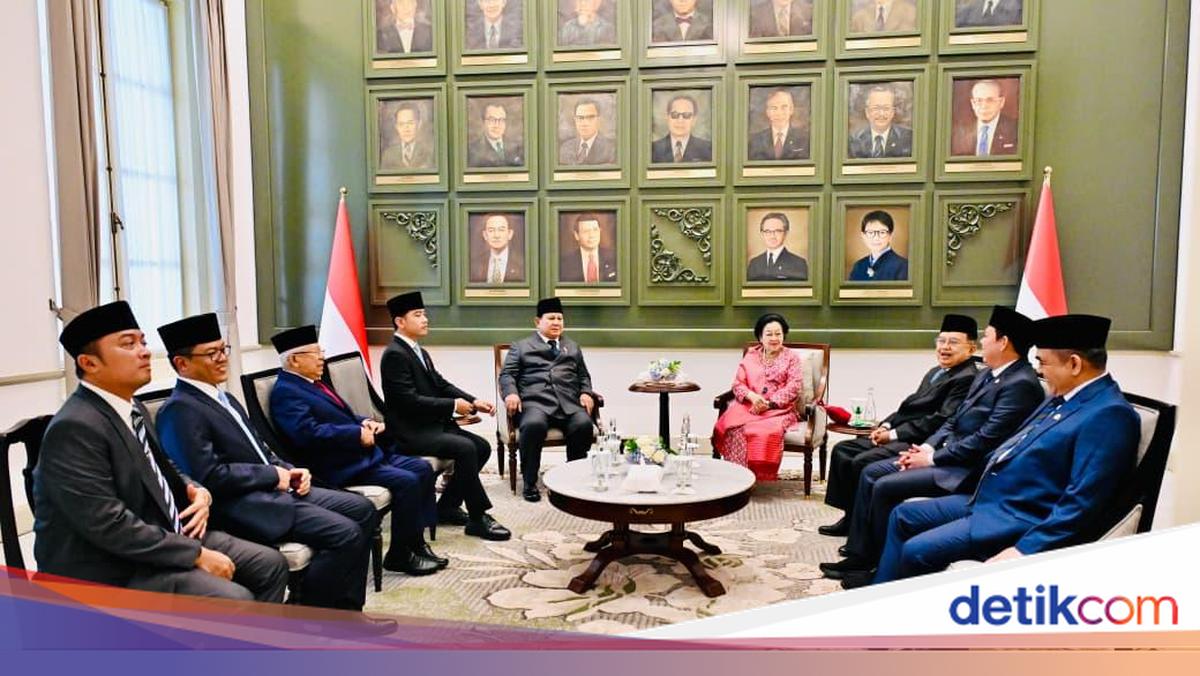 Prabowo meets Megawati and Gibran at Pancasila Day ceremony