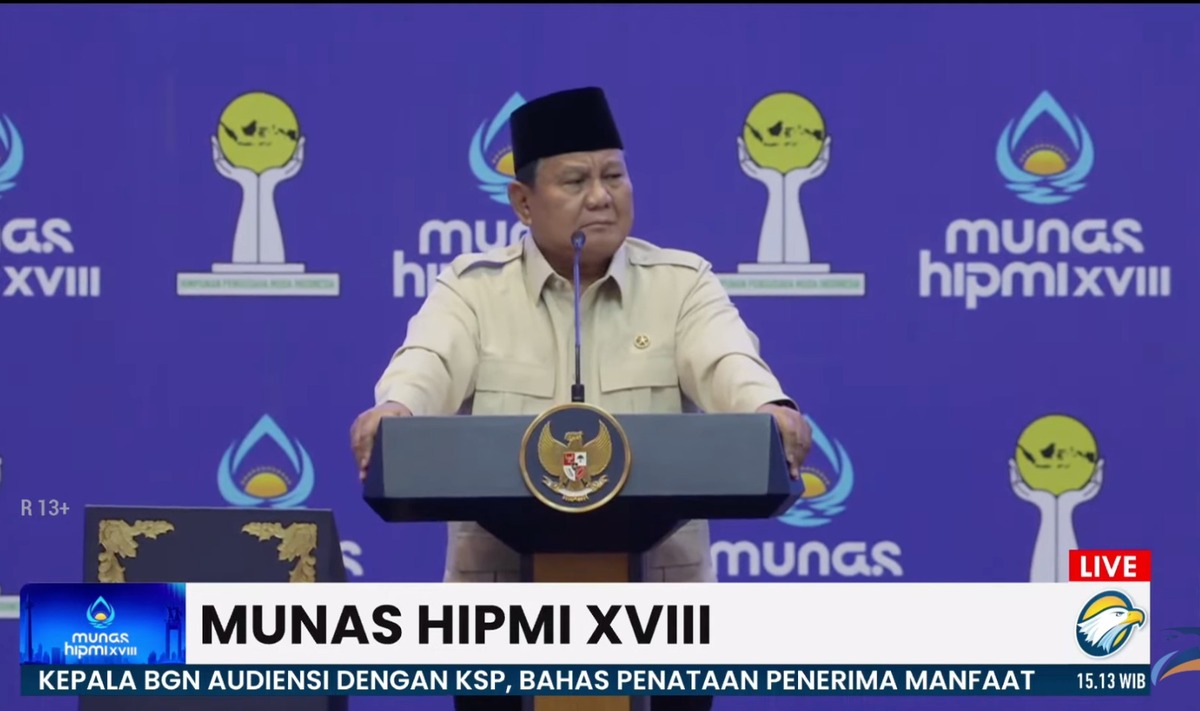 At Hipmi National Conference, Prabowo Finally Reveals Reason for Frequent Overseas Trips