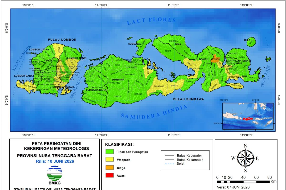 BMKG places one district in NTB on drought alert status
