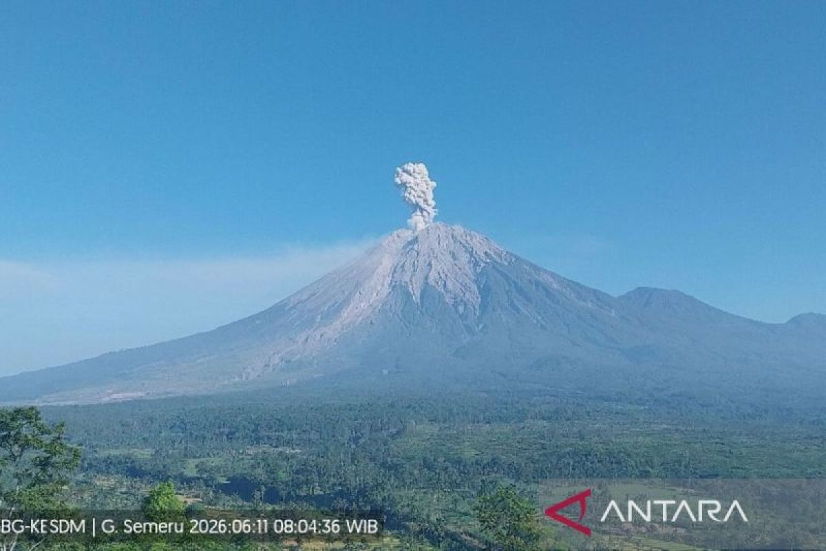Mount Semeru erupts six times, with eruption column reaching 1,000 metres