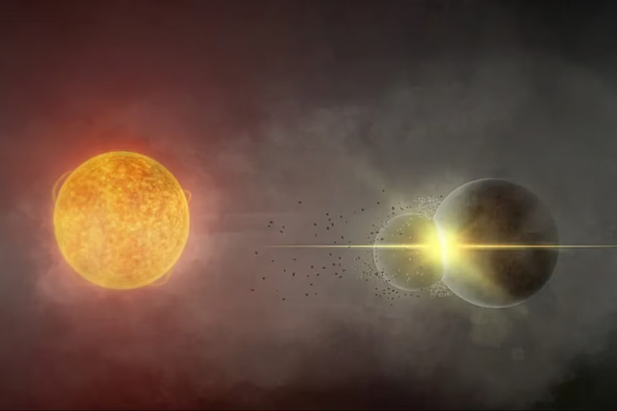 Star Gaia20ehk Reveals Traces of Giant Planetary Collision