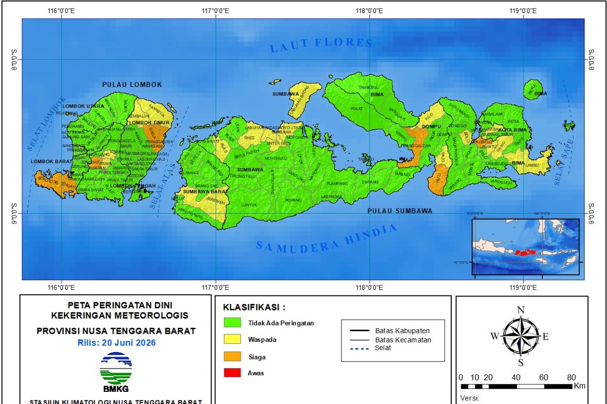 BMKG: Five Regions in NTB on Alert for Meteorological Drought