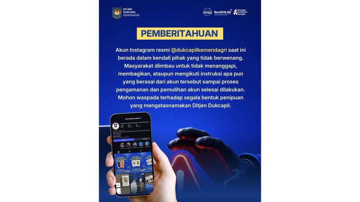 Home Affairs Ministry's Dukcapil Instagram Account Hacked