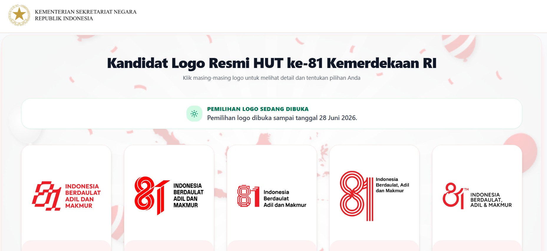 Public Voting for 81st Indonesian Independence Day Logo Closes in Four Days