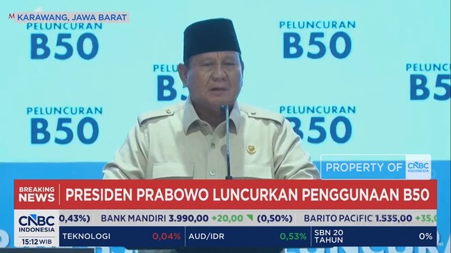 B50 Launched, Prabowo Proud Indonesia is First Country to Mandate B50