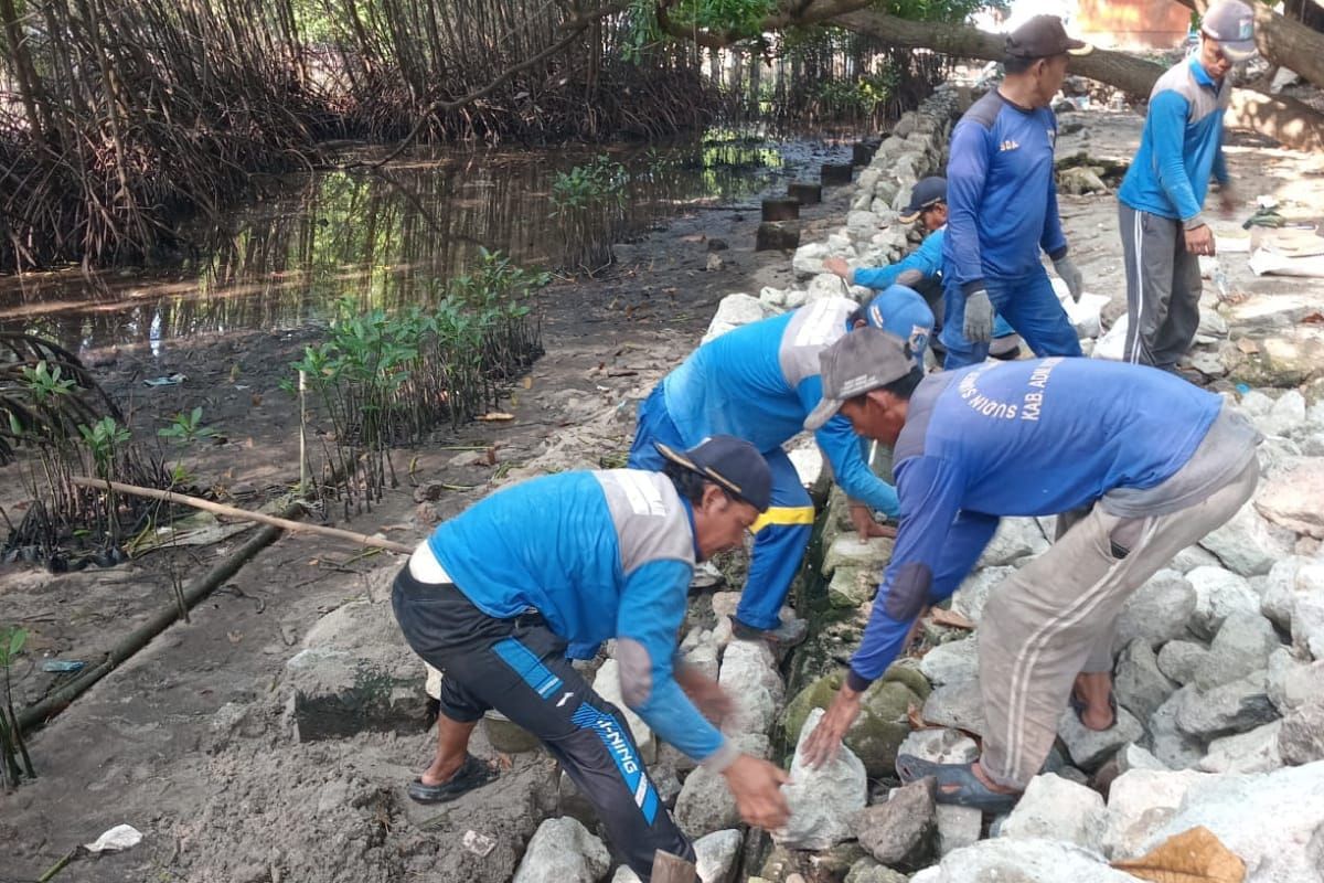 To Prevent Abrasion and Tidal Flooding, Water Resources Sub-agency Repairs Seawall on Pramuka Island