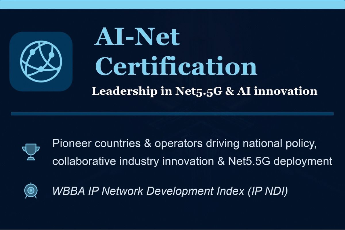 Towards the 2030 Network Era: WBBA Launches AI-Net, a Global Data Communication Certification