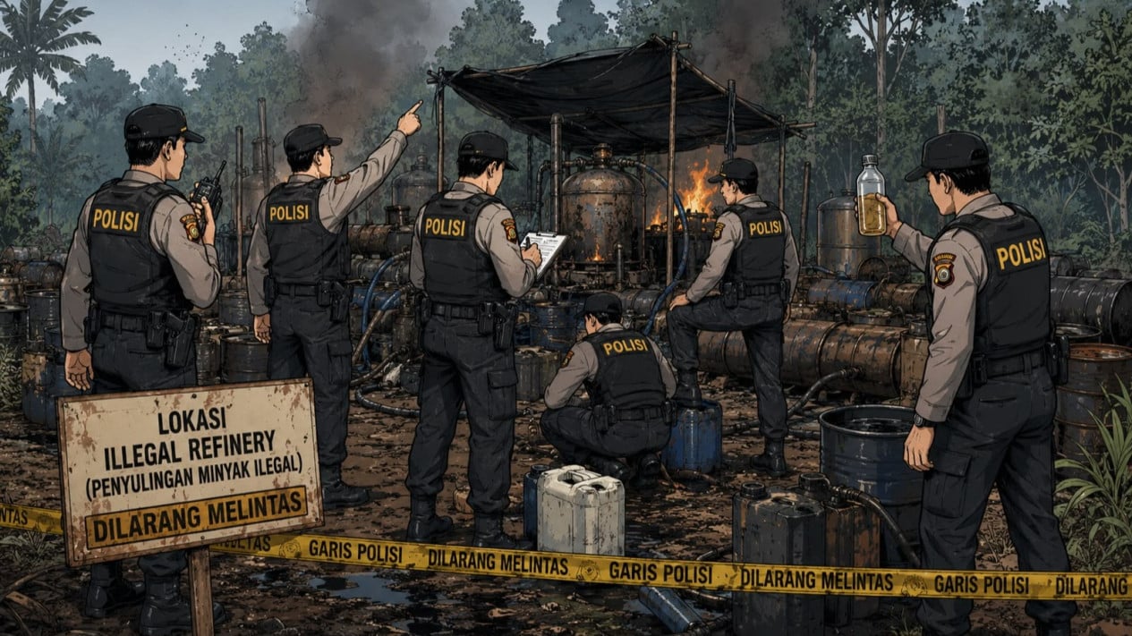 Illegal Oil Refinery Dismantled by Muba Police, Tens of Thousands of Litres of Oil Seized