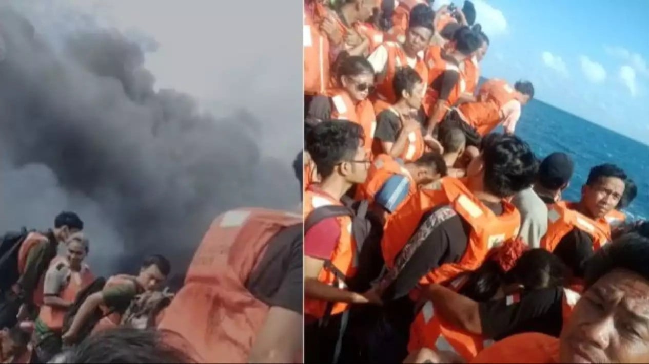 KM Mutiara Sentosa 2 Catches Fire in Madura Waters, Thick Black Smoke Rises into the Air
