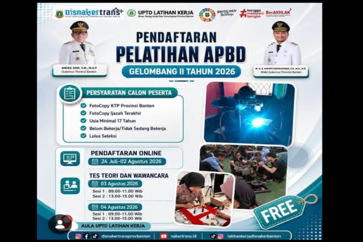 Banten Manpower Office opens second wave of job training with 12 vocational fields
