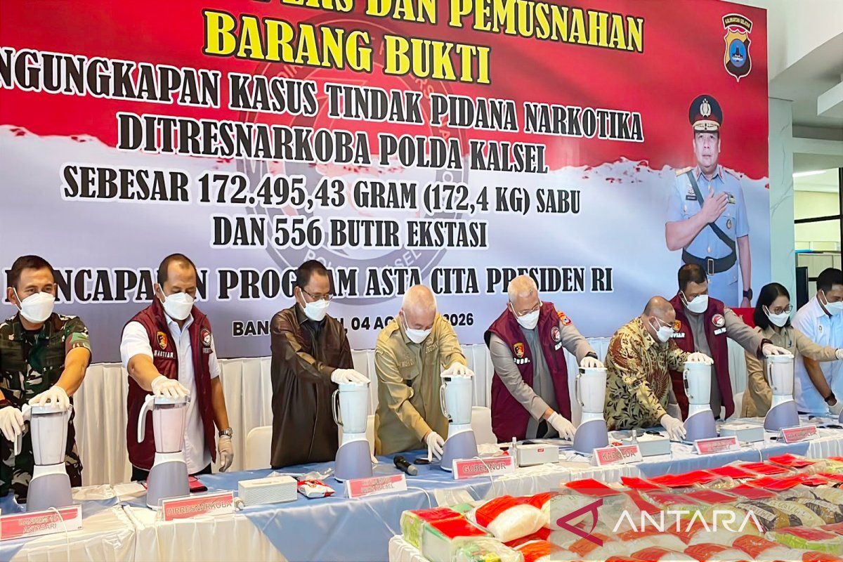 South Kalimantan Police Seize 172.4 kg of Meth in Two-Month Operation