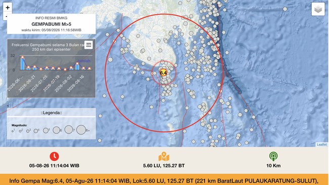 BMKG Update: M6.5 Earthquake in North Sulawesi Triggered by Subduction, Causes Wall Vibrations