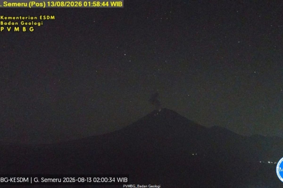 Mount Semeru erupts in early hours, accompanied by loud rumbling