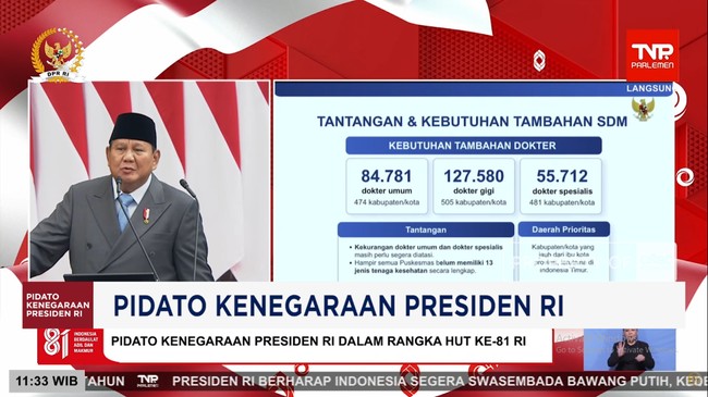 President Prabowo Announces Specialist Medical Programmes in 11 Provinces