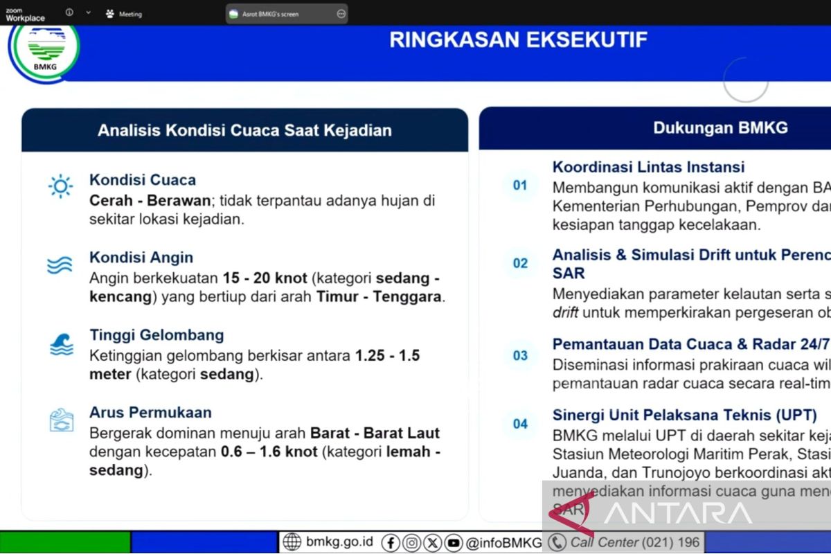 BMKG outlines support measures following KMP Mutiara Sentosa II fire