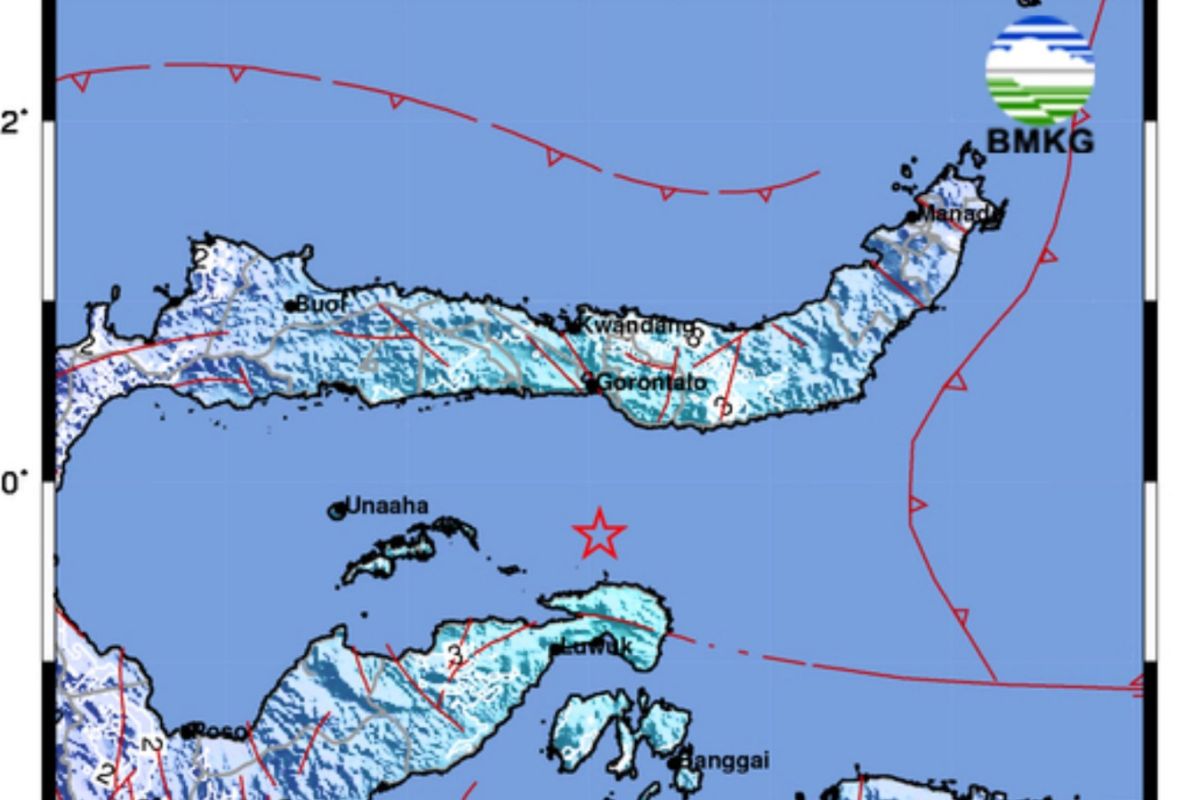 Magnitude 5.4 earthquake shakes waters off Pulau Puah, Central Sulawesi