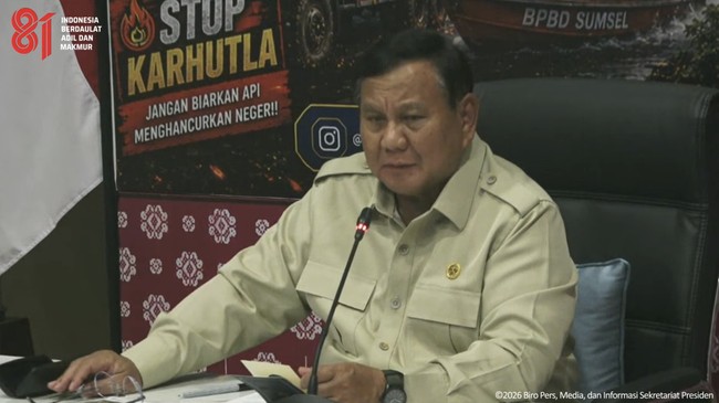 Prabowo Says South Sumatra Forest Fires Under Control