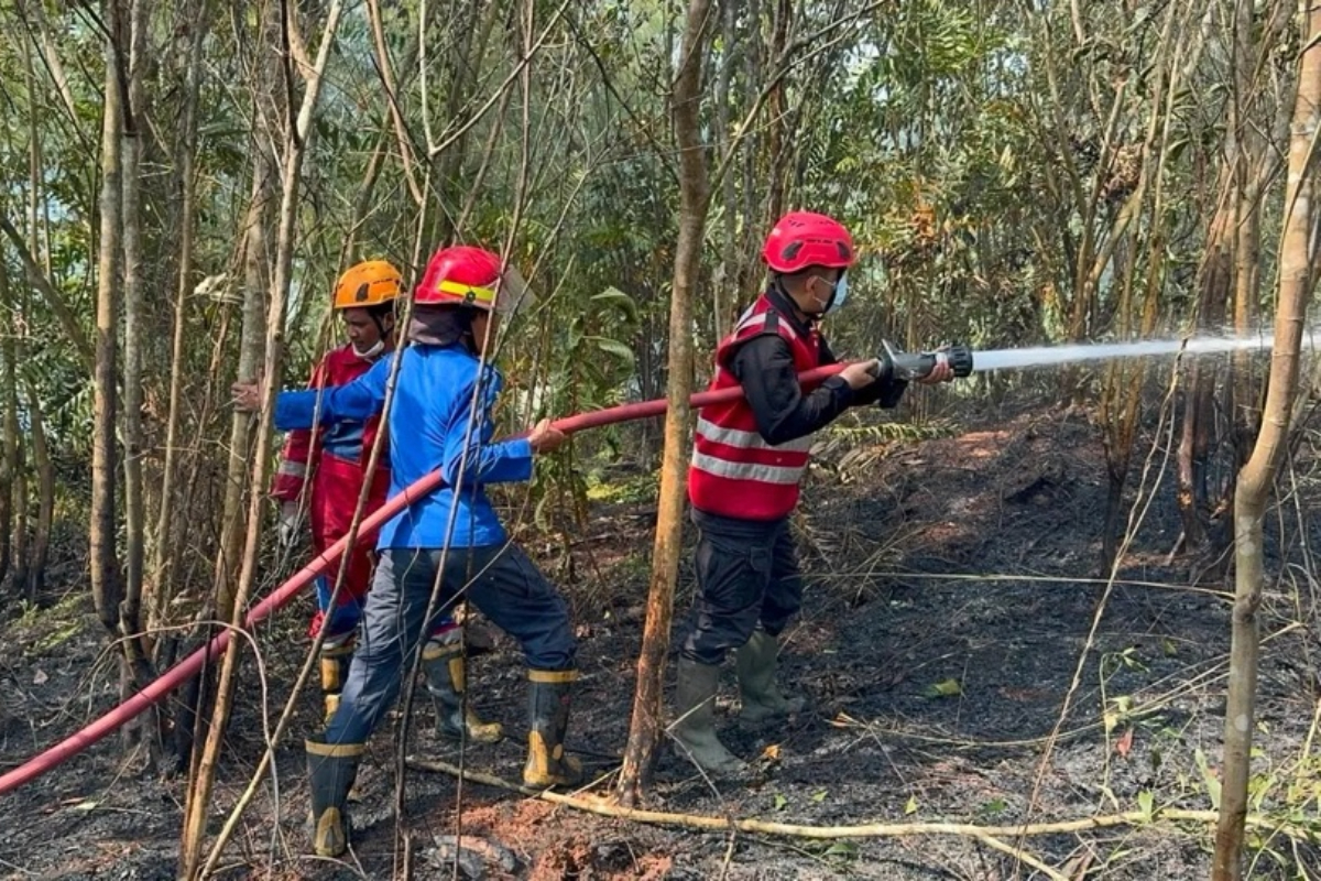 Land Fire Threatens Settlements, East Kalimantan Brimob Disaster Response Team Deployed