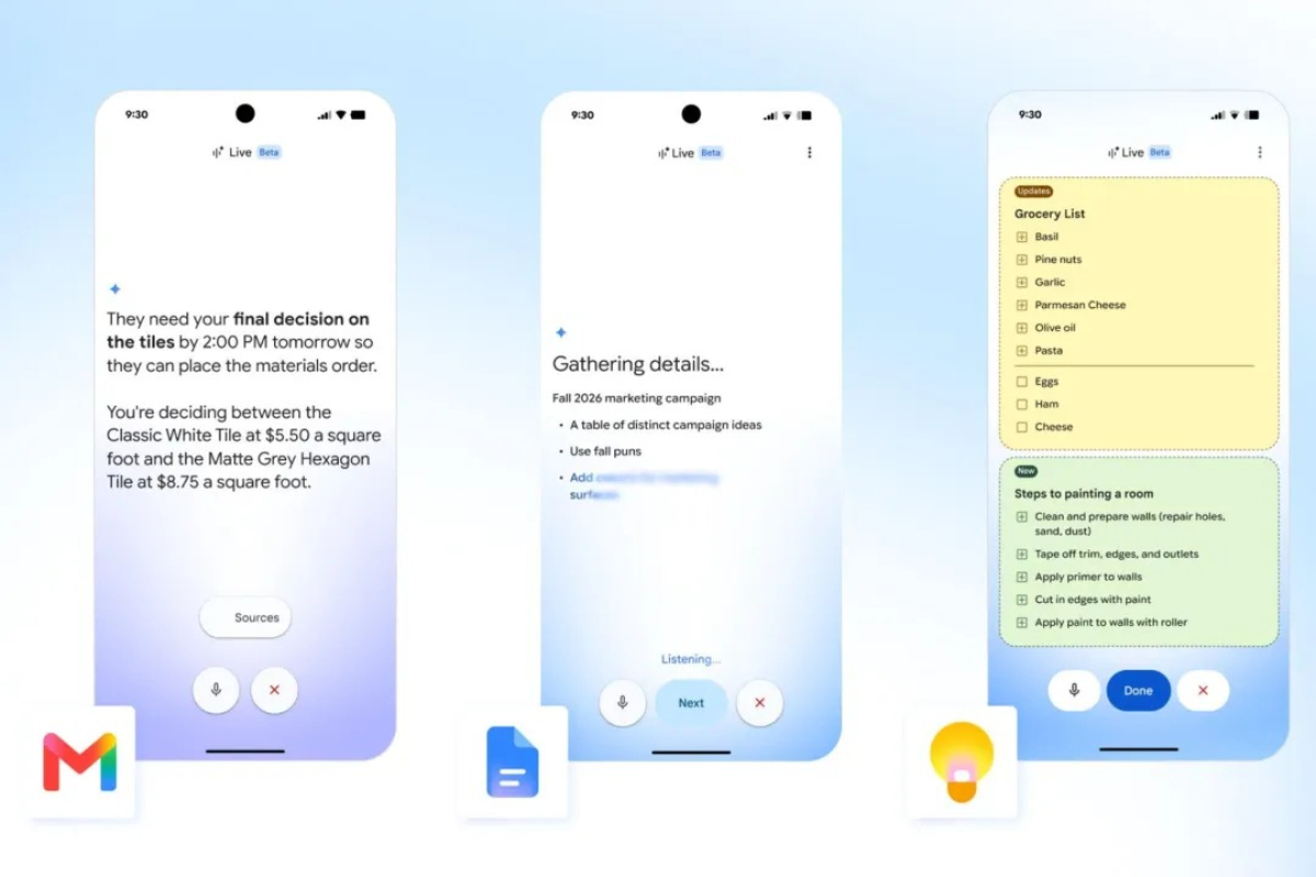 Google Introduces Voice-Based AI Features in Gmail, Docs, and Keep