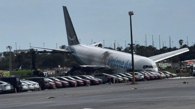 Wreckage of Crashed Aircraft Nose Shows Cars Struck on Roads