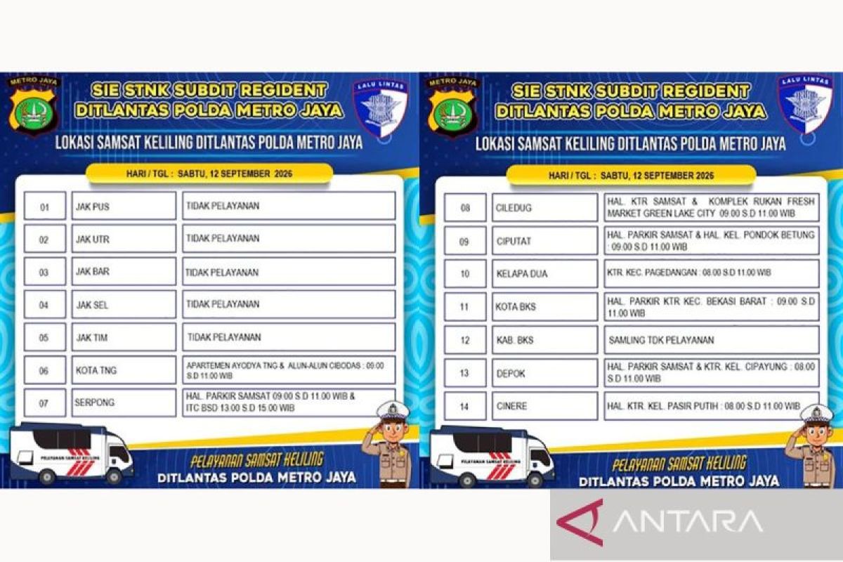 Mobile Samsat Services Available in 8 Jadetabek Areas this Saturday